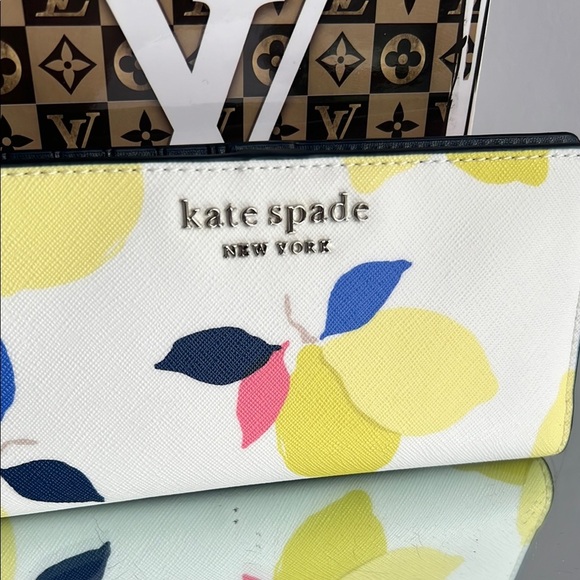 KATE SPADE NWOT Cameron Lemon Zest WLRU6141 Large Slim Bifold Wallet - Picture 3 of 10